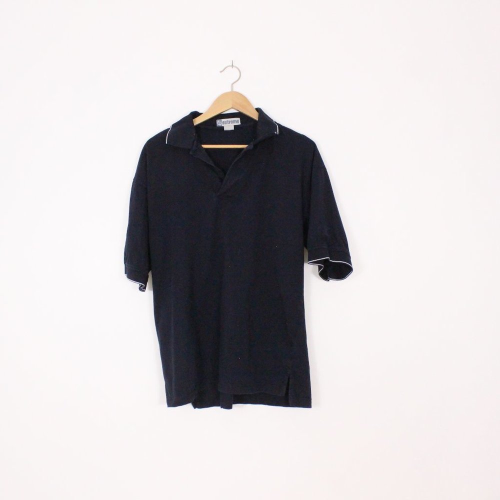 *Extreme Black Polo with White Stripes